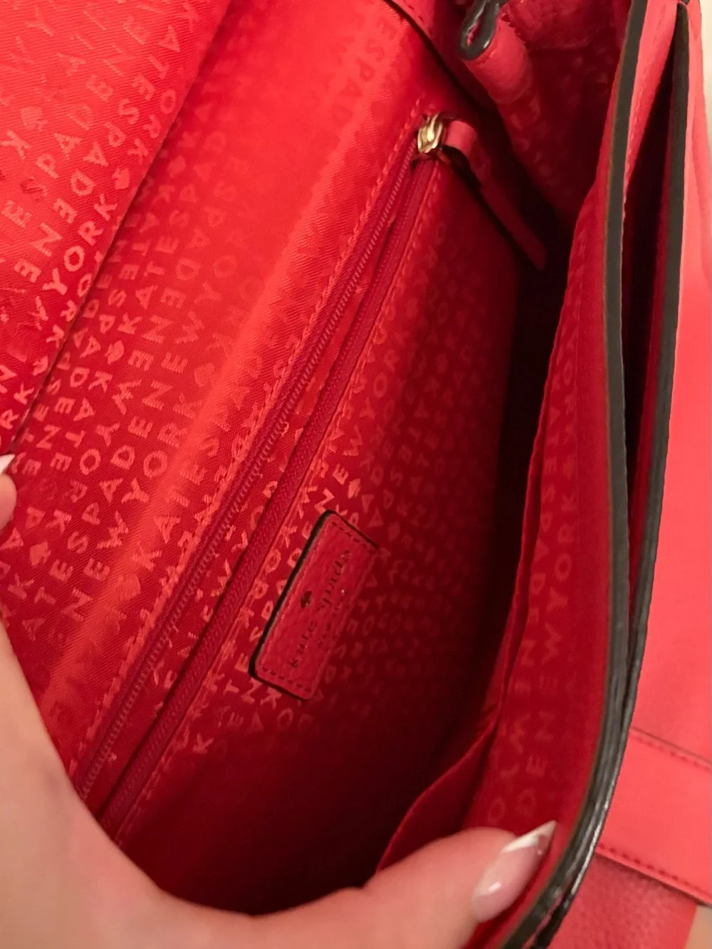 kate spade Red Pebbled Leather Top-Handle Satchel with Gold Hardware